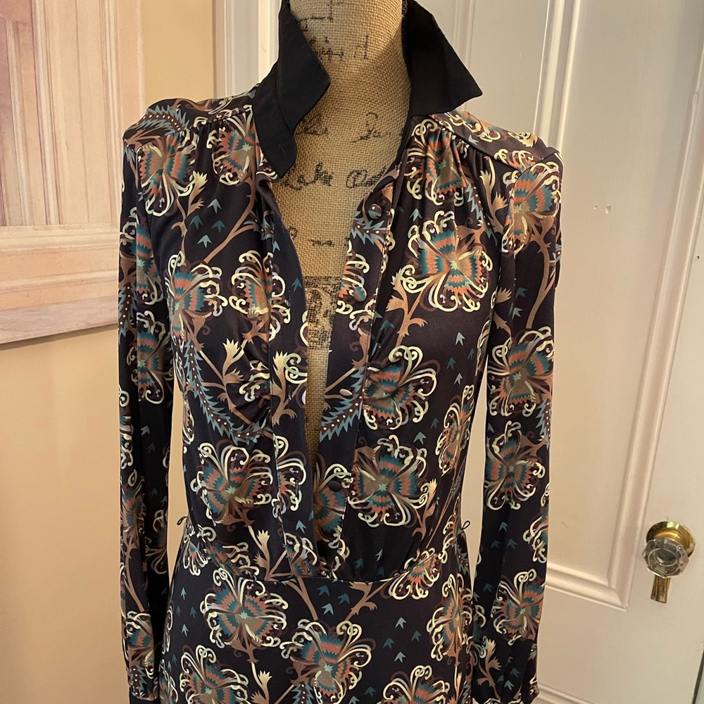 Brooks Brothers midi long sleeve work dress with collar
